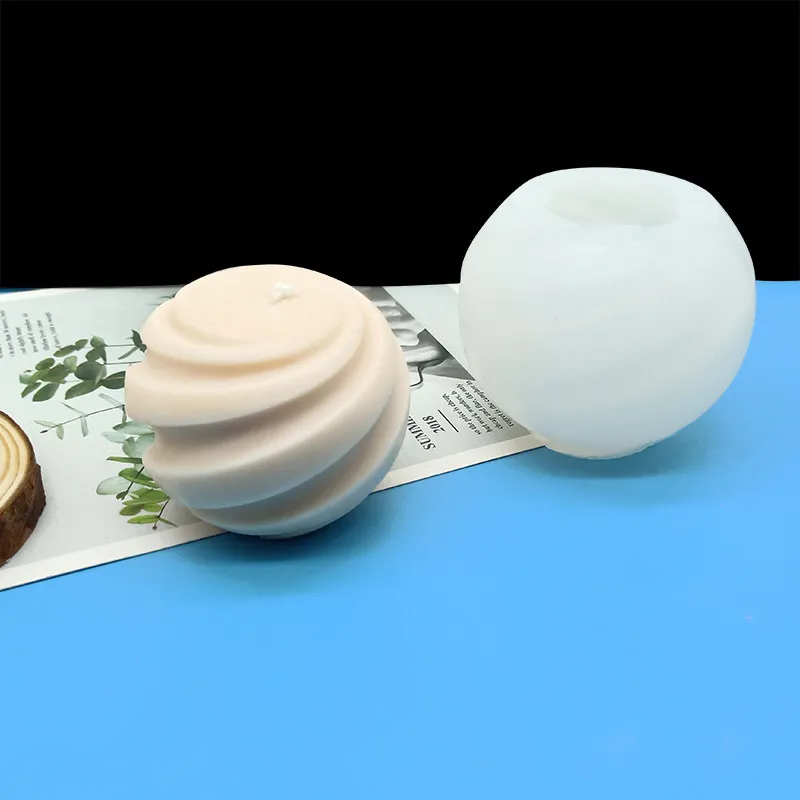 Stampo candele in silicone Pianeta rotante Sfera rotonda intaglio a spirale Stampo aromaterapia creativa fai-da-te 220721