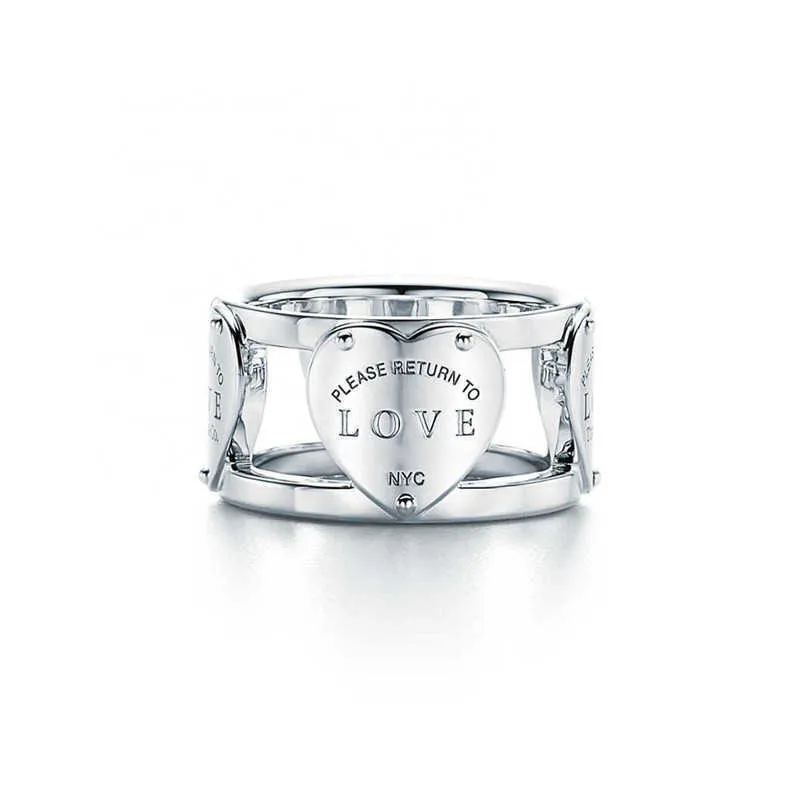 925 Sterling Srebrny Geometryczny klasyczny pierścionek sercowy Elegancki i elegancki pierścień Pierścień Pierścień Piermagon