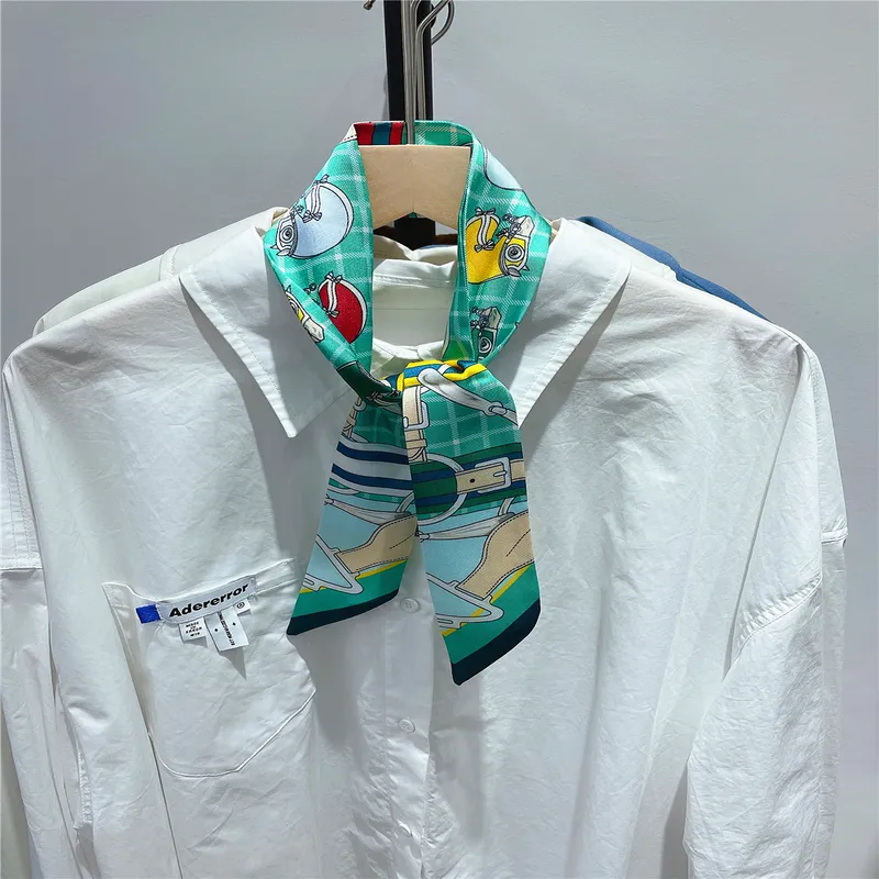 Bufanda de seda para mujer, diseño de verano, accesorios para el cabello para mujer, Foulard y bolso, bufandas, diademas de moda 220725228E