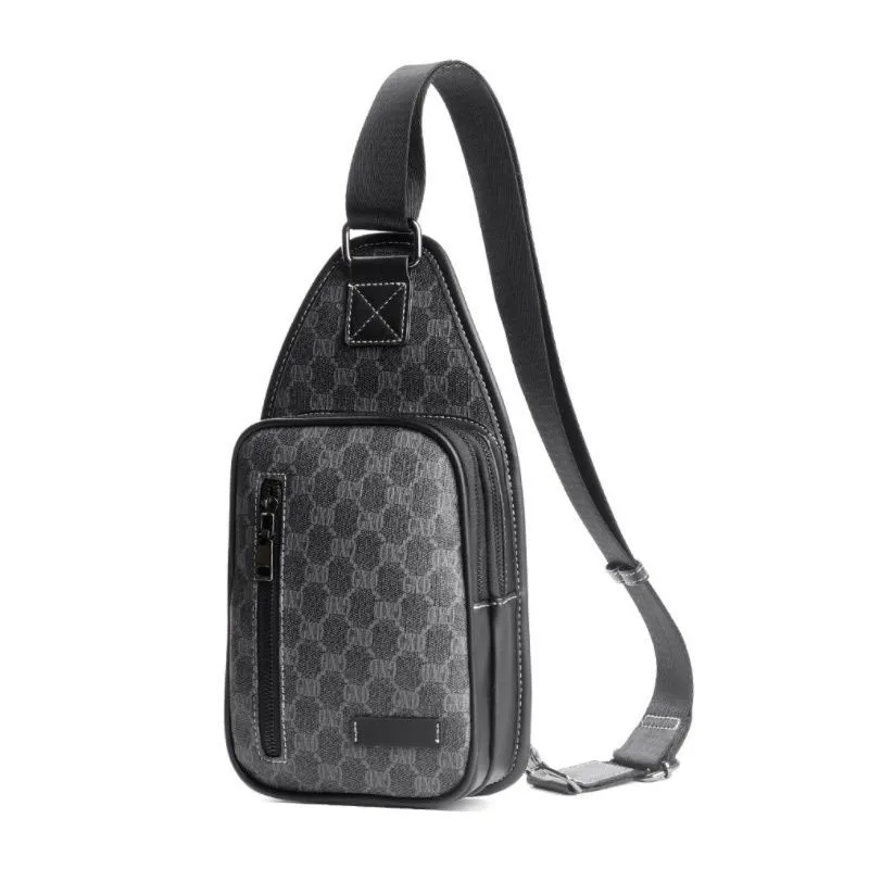 Fashion Man Messenger Bags Plaid Men Bags Shoulder Crossbody Leather Sling Bag For Male Black Single Women Backpack184B