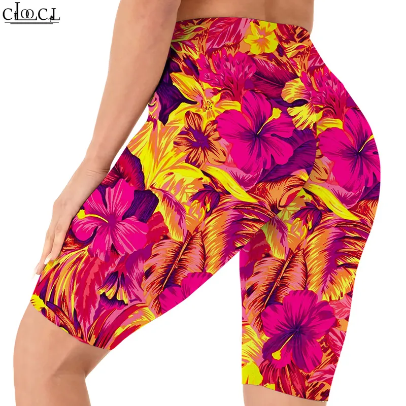 Lindas Flores Coloridas Leggings Padrão 3D Impresso Shorts Mulheres Sexy Ginásio Sweatpants para Feminino Biker Sports Shorts W220616