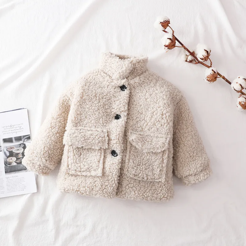코트 패션 여자 아기 소년 겨울 재킷 두꺼운 양고기 양모 유아 유아 어린이 따뜻한 양 코트 아기 아웃복면 18y 220826