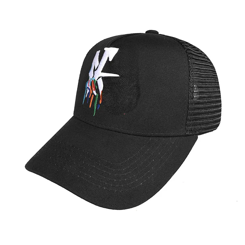 트럭 모자 야외 커플 플랫 캡 캔버스 메쉬 통기성 힙합 야구 모자 수 놓은 로고