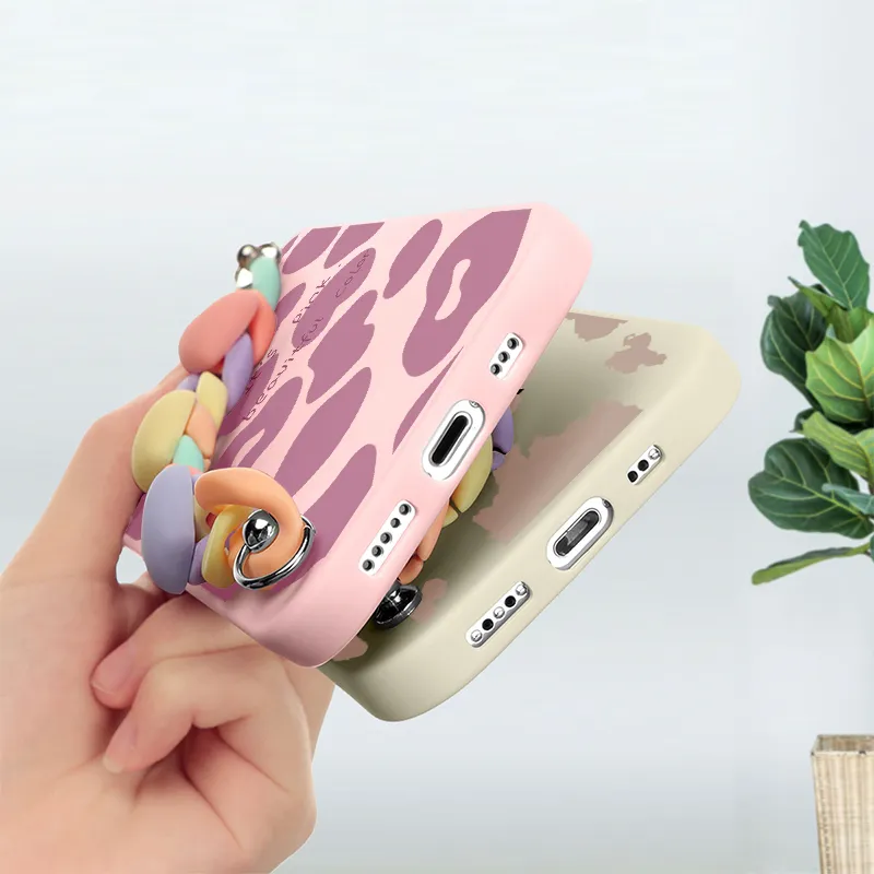 For Xiaomi Redmi Mi Note 9 10 11 S 8 8T 7 10T 11T 9T Pro Max Lite Poco X3 F3 M3 9C NFC Leopard Print Heart-Shaped Chain TPU Cases