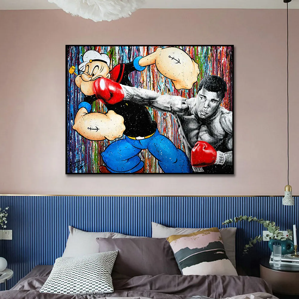 Modern Graffiti Art Boxing Match Canvas Pintura Poster Print Wall Art Picture for Living Room Home Decor sem moldura