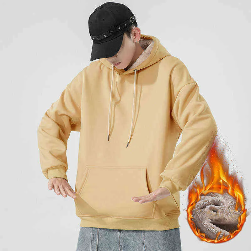 Mannen Warme Truien Sweatshirts Herfst Hip Hop Streetwear Mannen Trui Sweatshirts Heren Effen Kleur Losse Kapmantel My674 L220730