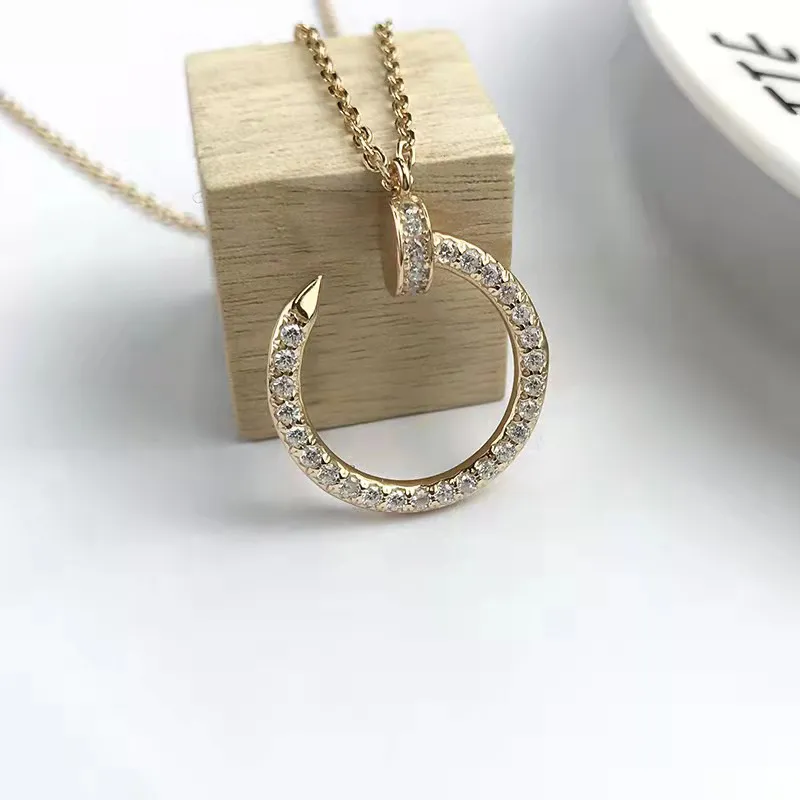 Fashion Full Diamond Nail Necklace For woman High Quality Titanium Steel Love Pendant Necklace Classic Designer Jewelry