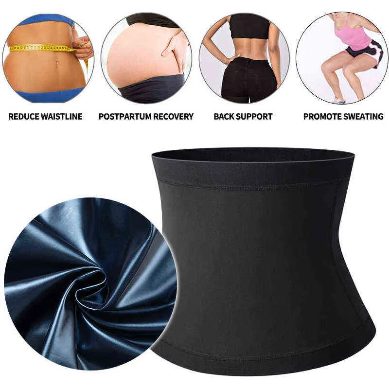 Sans néoprène Taille Formateur Sweat Trimmer Ceinture Femmes Gaine Minceur Perte De Poids Effet Sauna Ventre Cincher Shapewear Corps Forme L220802