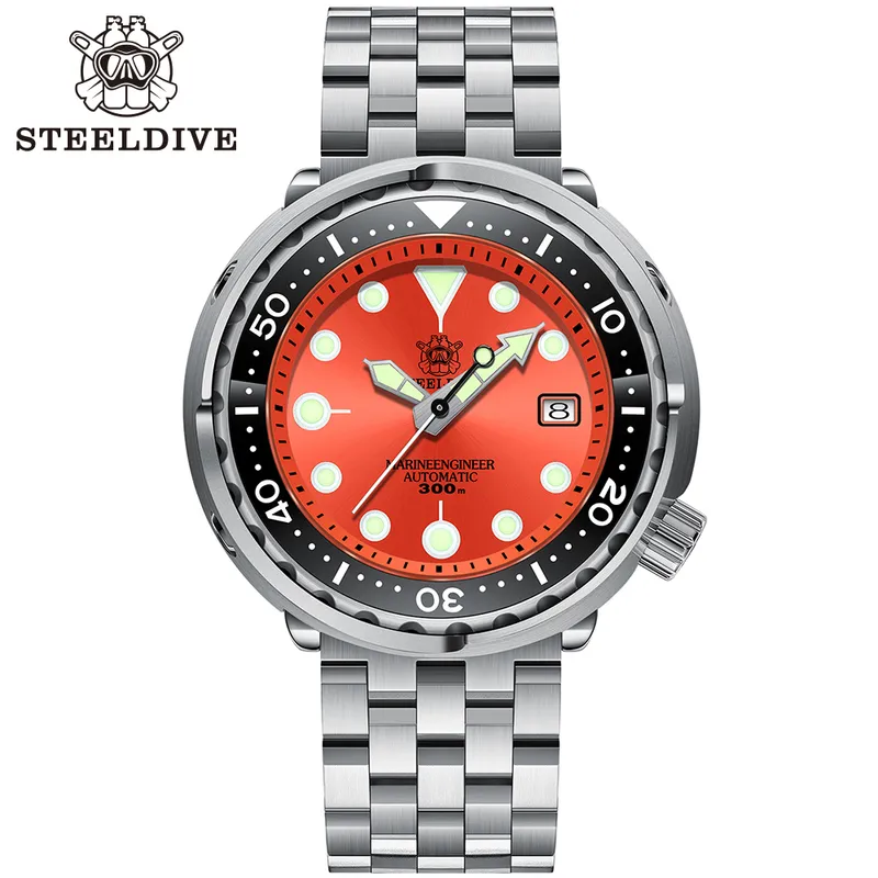 Steeldive SD1975 Black Dial Ceramic bezel 30ATM 300m Waterproof Stainless Steel NH35 Tuna Mens Dive Watch 220530