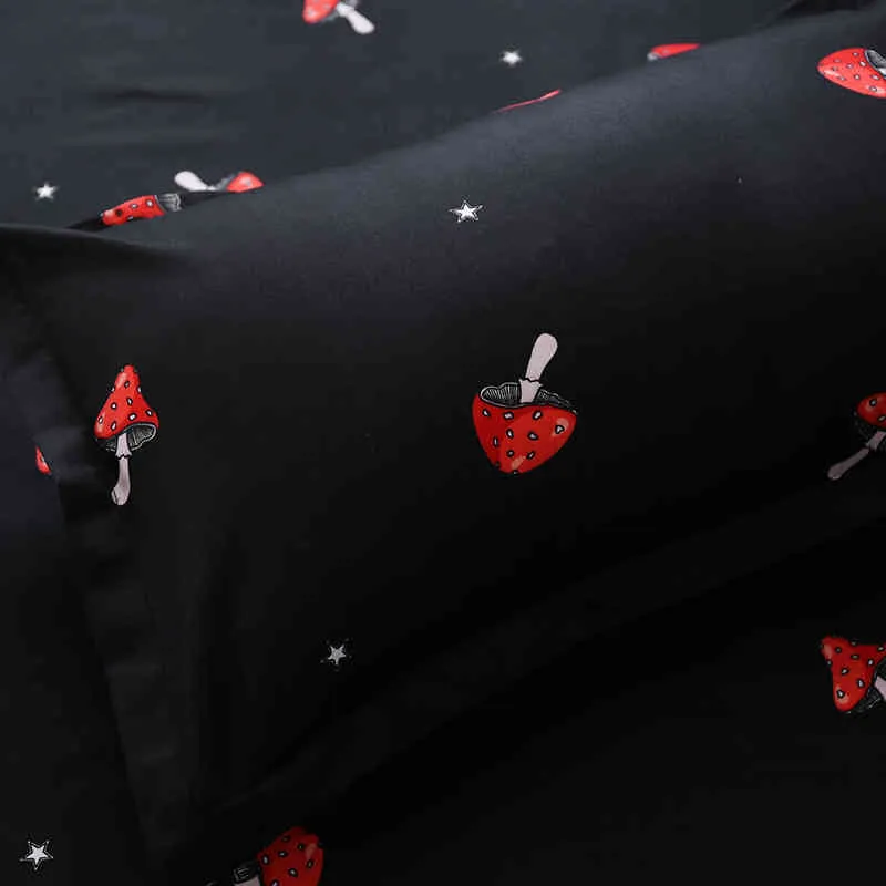 Sevimli kırmızı mantar desen yatak setleri 3/süper yumuşak astarlar yorgan kapak yastık seti kraliçe krallık