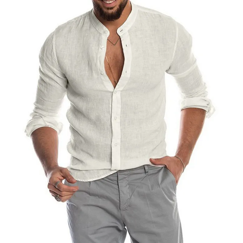 Chemisier en lin pour hommes à manches courtes boutons baggy été solide confortable pur coton et lin décontracté chemises de vacances en vrac Tee Tops 220614