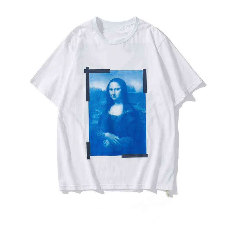 Modekvalitet Herr Mona Lisa Printing Tee Dam Lyxig designertröja för sommar, Casual Streetwear skjorta