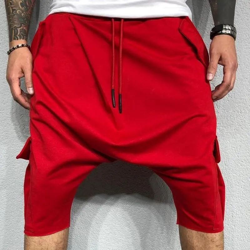 Men Harem Pants Summer fashion Adjustable Micro elastic Soft Cotton Blend Low Crotch Cargo Trousers for Men s Clothing 220719