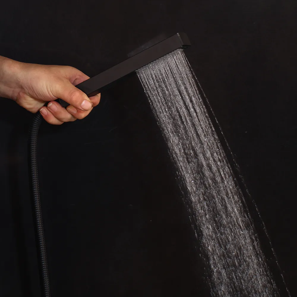Tabón de ducha de latón negro Mezcladora Digital Mezclador Taucet de ducha de baño 3 Funciones de ducha de ducha digital Juego de grifos