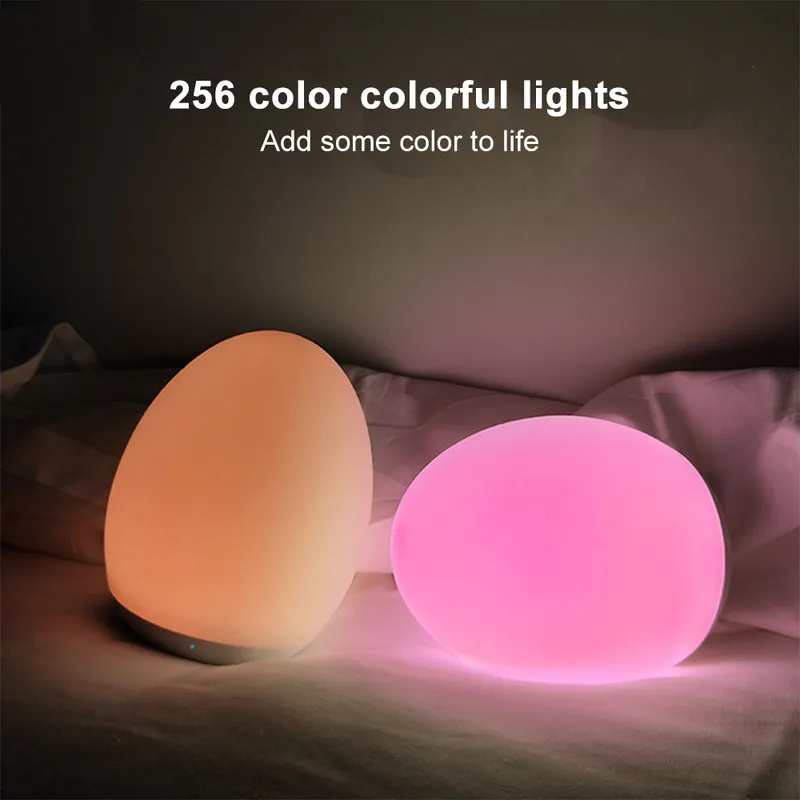 LED Nocne światła USB Kształt jajka RGB Pat Light Baby Feeding Sleeping Eye Ochrona Lampa na zewnątrz barka stołowa 220727