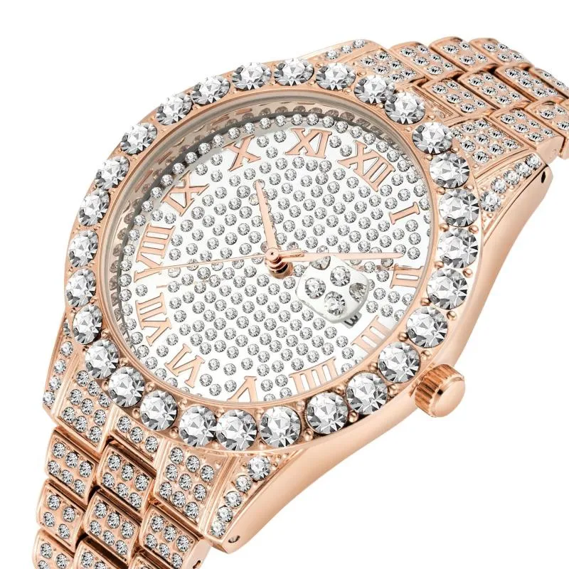 Relojes de pulsera Relojes de pulsera helados para hombres Reloj completo Reloj de pulsera de cuarzo Hip Hop Gold Diamond Mens Set Reloj DropWristwatches T2207