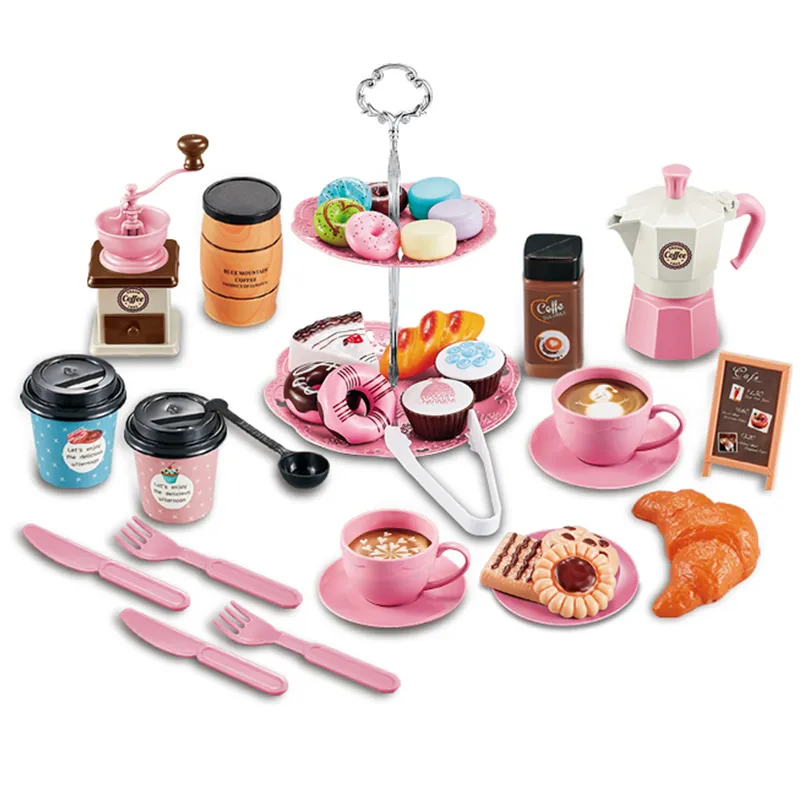 Conjunto de brinquedos para máquina de café infantil Brinquedos de cozinha Simulação Comida Torradeira Pão Café Bolo Brinquedos de presente para crianças 220725