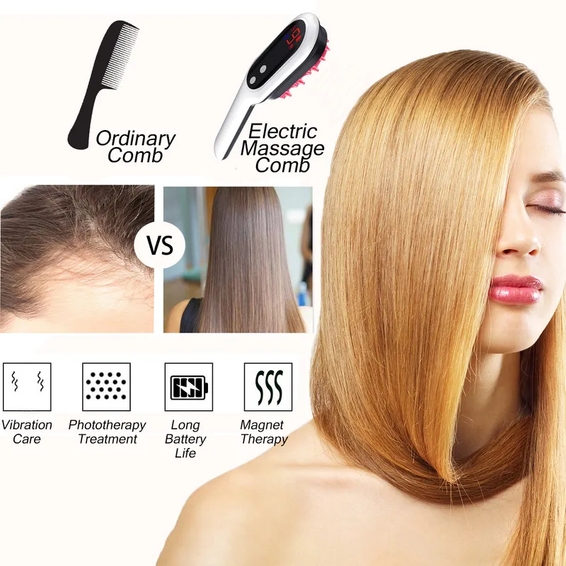 Electric Hair Growth Comb Infrared Laser Care Style Anti Loss Red Light Treatment Head Massager Brush 220510