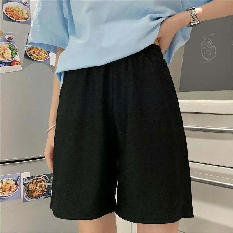 Sommer Shorts Frauen Elastizität Schöne Mädchen Koreanischen Stil Süße Studenten Harajuku Einfache Reine Grau Oversize Hosen Weibliche 220527
