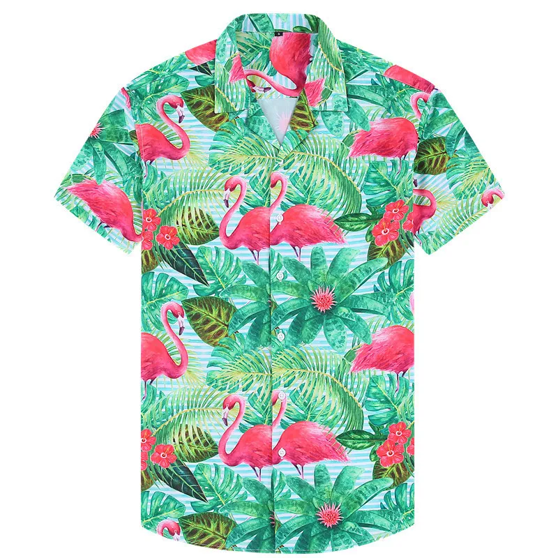 남성 패션 캐주얼 하와이 인쇄 슬림 핏 셔츠와 남성 사교적 짧은 소매 비치 알로하 셔츠 220712
