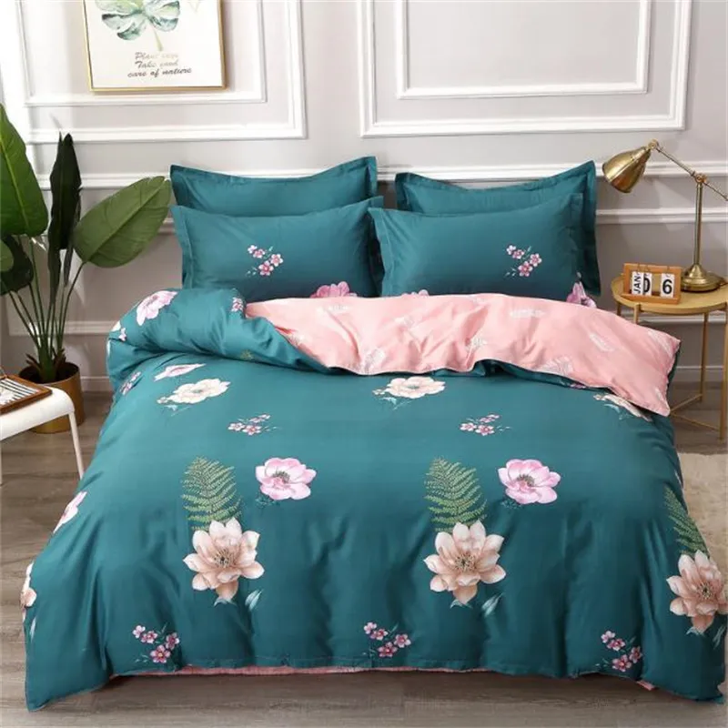 Nordic Style Flower Printing ONEpiece Bedroom Cover Soft Quality Washed Cotton Bed Quilt Duvet Cover 220616