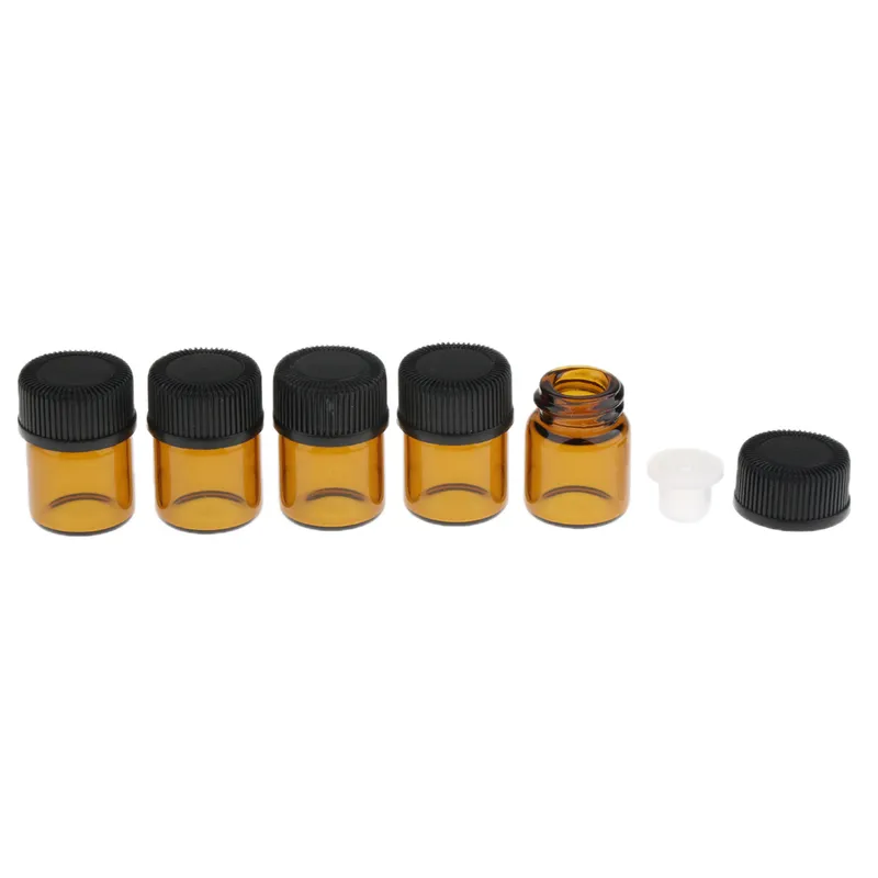 Vial de vidrio ámbar de aceite esencial de 100 piezas con orificio 1-3ml Botella de muestra de vidrio fino Botella de prueba de muestra de perfume de ámbar pequeño 220726