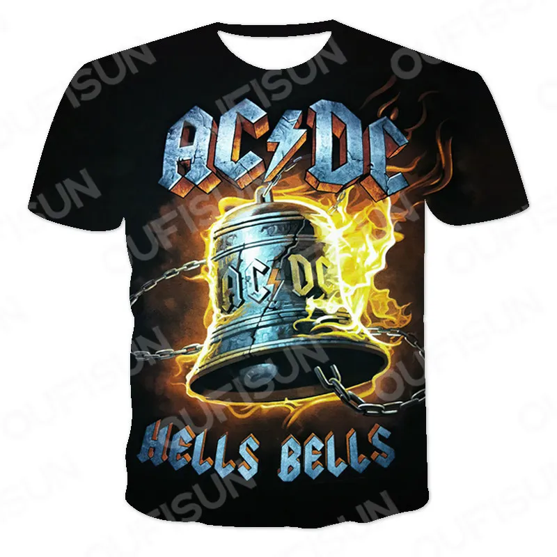 Summer AC DC Printed Rock Roll Men S Tha Tee Men Ubranie z krótkim rękawem TEE MAL Casual Print O Neck Gentleman 2205201553466