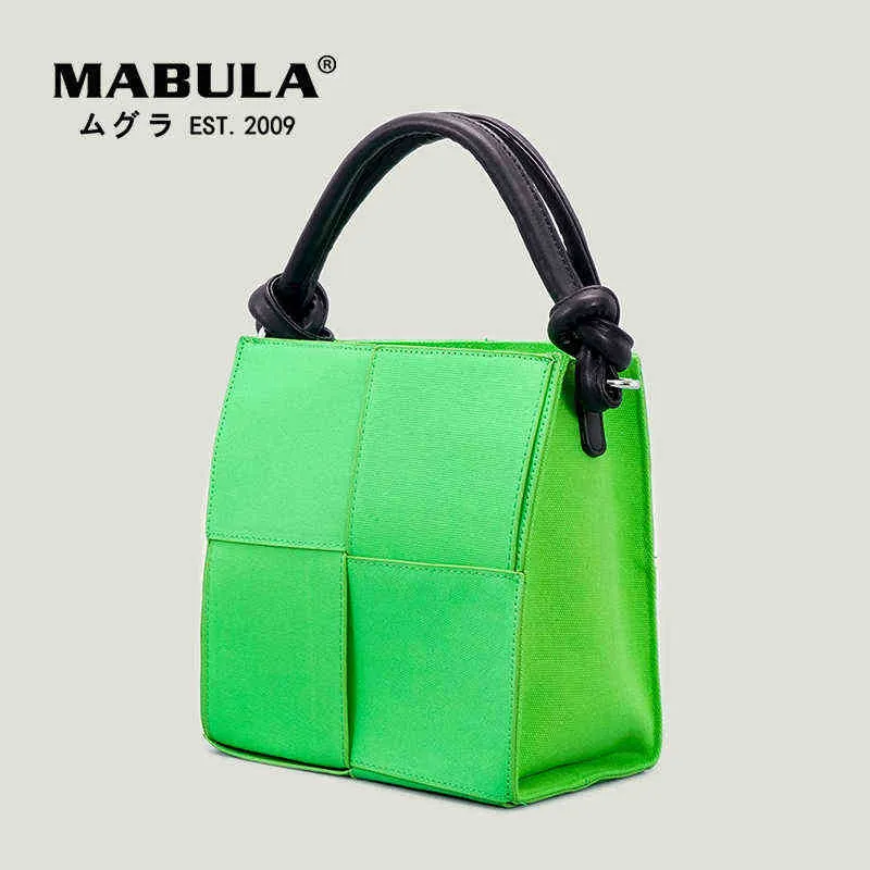 HBP Shopping Bag Mabula Retro Woven Design Canva Top Handbag with Leather Handle Simple Square Crossbody Bag for Women Casual Phone Wallet 220723