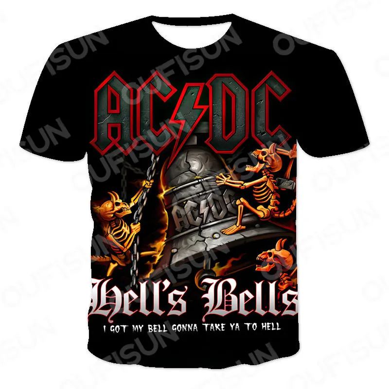 Sommar AC DC 3D-tryckt Rock Roll Herr T-shirt T-shirt Herr Kläder Kortärmad Top T-shirts Man Casual Print O Neck Gentleman 220520