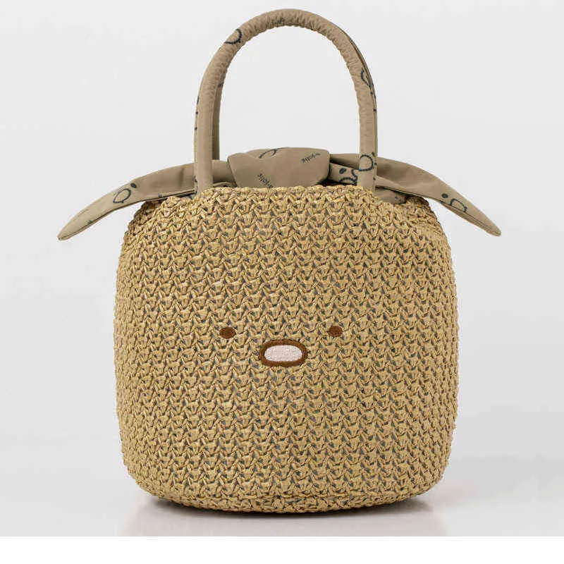 Daily Necessities Appendix A-jolie High Quality Straw Woven Material Embroidery Process Bow Girl Heart Beach Handbag 220614