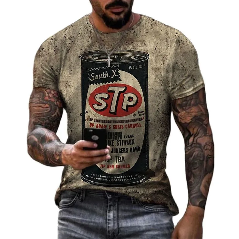 Yaz Retro STP 3D Baskılı Tişörtler QuickDrying Yuvarlak Boyun Kısa Kollu Büyük Boy Moda Büyük Boy Erkek T Shirt Giyim 220607