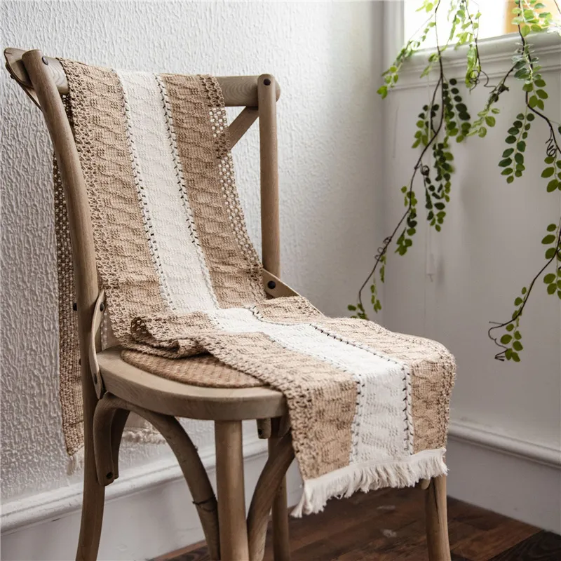Lniane biegacze stołowe nordycka tkanina domowa dekoracje na przyjęcie weselne amerykański wiejski styl retro tkanina herbaciana 220615