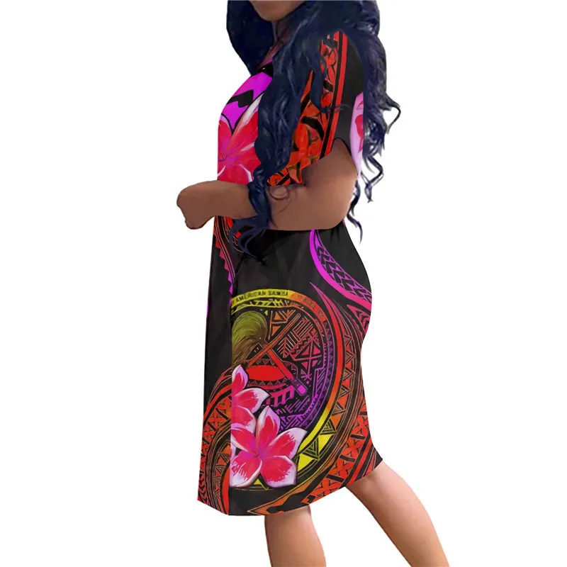 Noisydesigns Red Women Runway Letnia sukienka Hawaje Polynesian Plumeria Floral Prints Vestidos de Fiesta Fashion 4xl Drop 220627