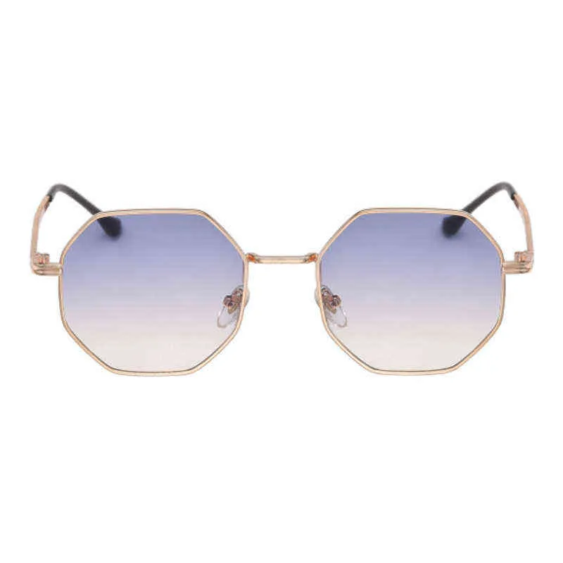 نظارة شمسية مربعة فاخرة الرجال نساء أزياء صغيرة إطار مضلع نظارات الشمس المعدنية العلامة التجارية الرجعية العلامة التجارية Octagon Gafas de sol