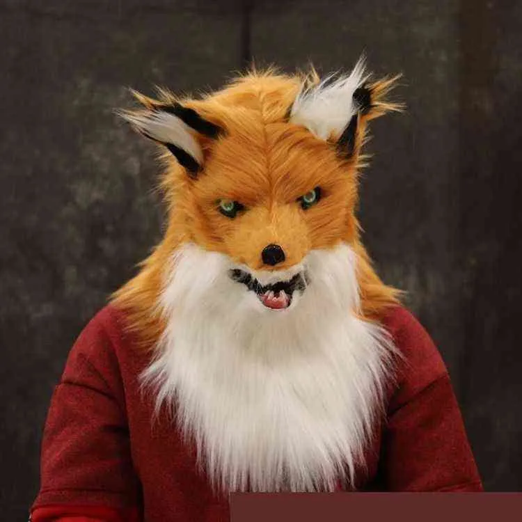 Halloween Wolf Dog Party Mask Simulation fur long hair Animal Funny Christmas Cosplay Party Fox Lion Mask Can Be Reused T2207271094640