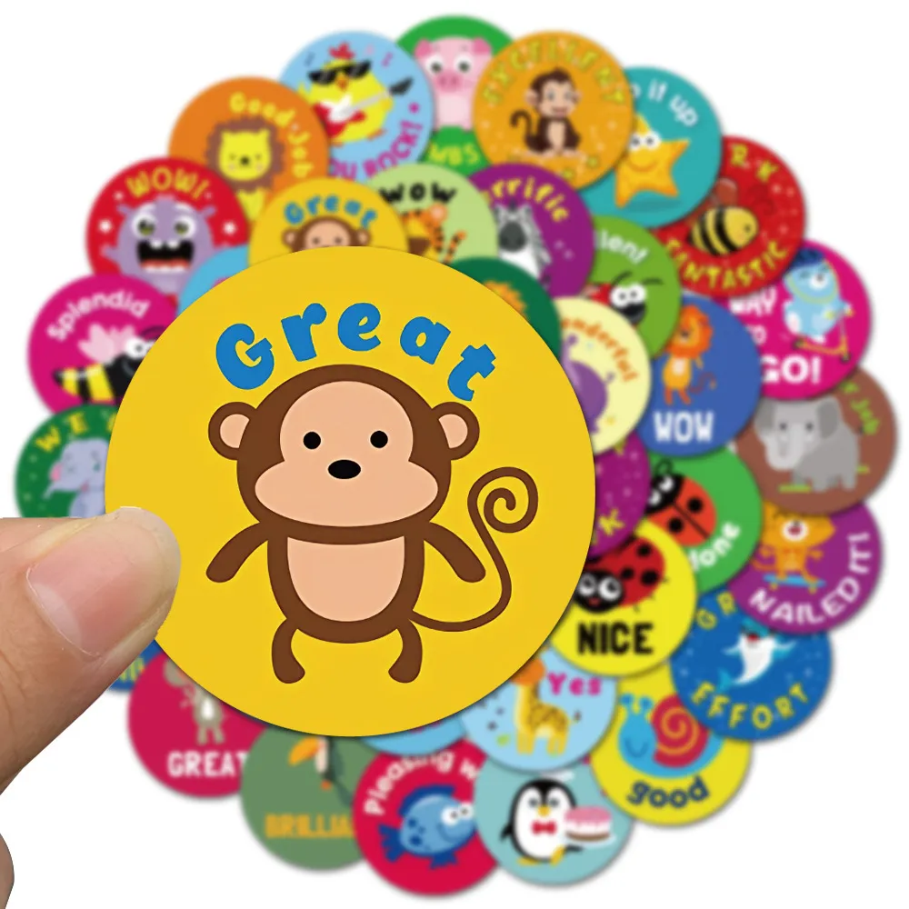 Waterproof sticker Cute Kids Motivational Reward Stickers Pack for Parents Teacher Encourage Student Boys Girls Animal Styles Vinyl Decals Car stickers