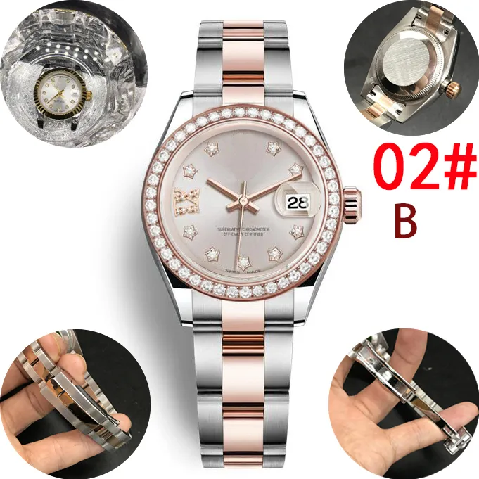 Klasyczny damski zegarek luksusowy 28 mm mechaniczny automatyczny wiertarka elektryczna ze stali nierdzewnej gwiazda z małym wiertłem