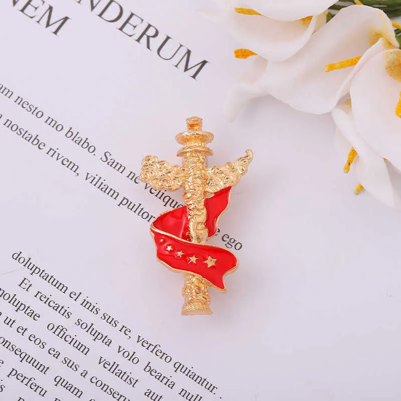 Broche de texte rouge chinois, badge en métal patriotique à énergie positive, pour vêtements, sac à dos, broche de col avec médaille de bijoux