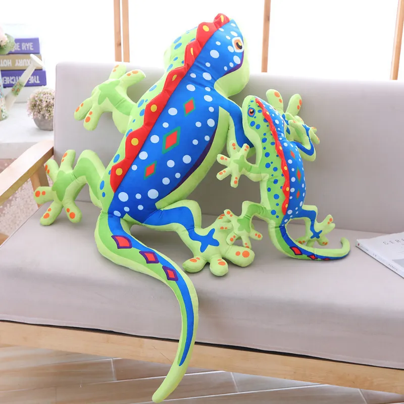 55-120cm 3d Kawaii Gecko Plush speelgoed zacht gevuld dier schattige kameleon hagedis poppen kussen kussen kussen jongen meisje verjaardag cadeau 220506