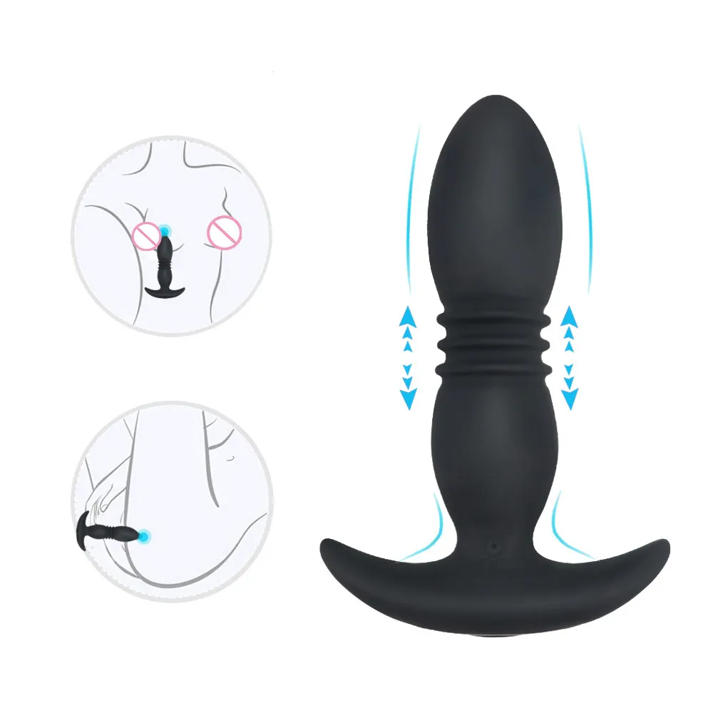 Consolador telescópico vibrador inalámbrico remoto Butt Plug masaje de próstata silicona Anal G-spot estimular adulto sexy juguete