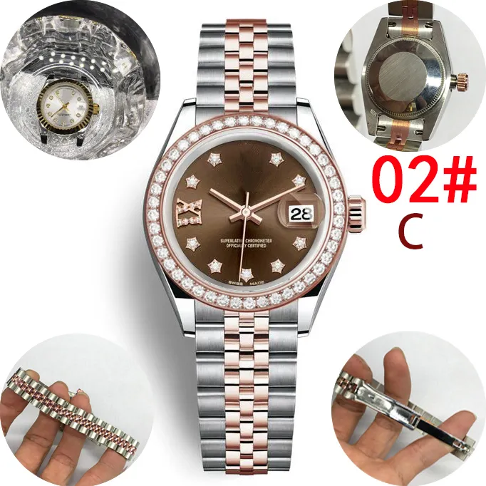 Classic Ladies Watch Luxury 26 mm Mekanisk automatisk rostfri elektrisk borrstjärna Border liten borr