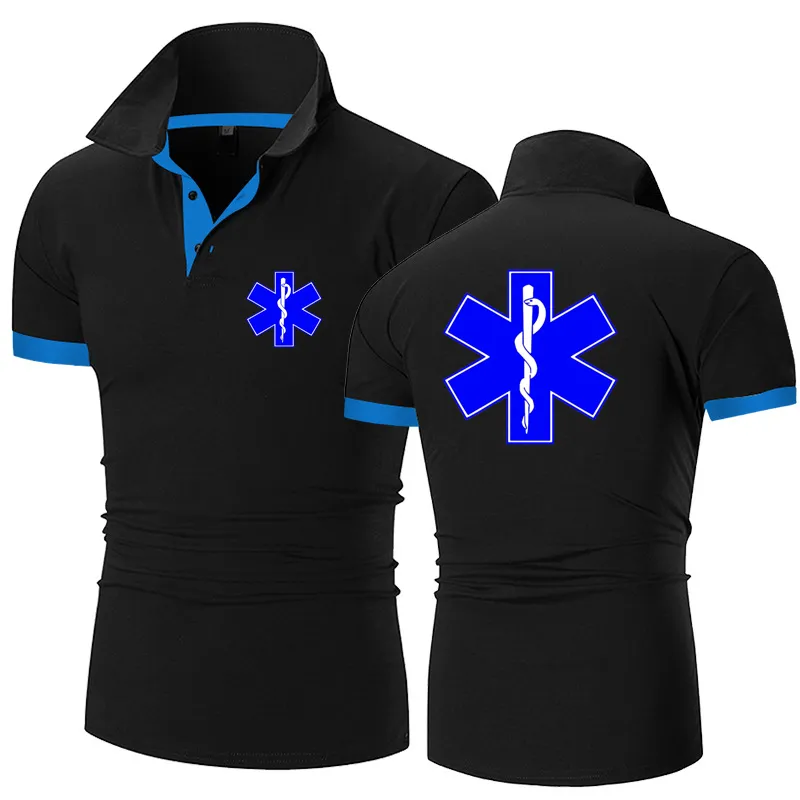 Estate EMT Emergenza Ambulanza Stampa di Colore Solido Da Uomo Manica Corta Tee Cotone Uomo Casual Polo T Shirt Maschile Top 220620