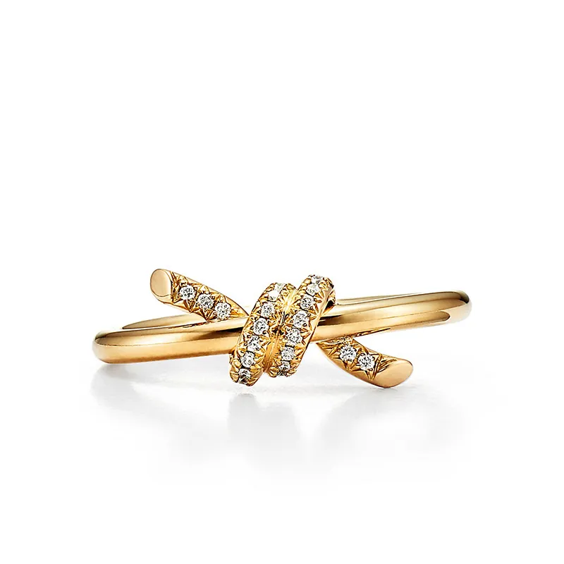 Кольцо из стерлингового серебра 925 пробы с узлом и бабочкой, женское покрытие, розовое золото 18 карат, роскошный модный свадебный подарок 2207266556359