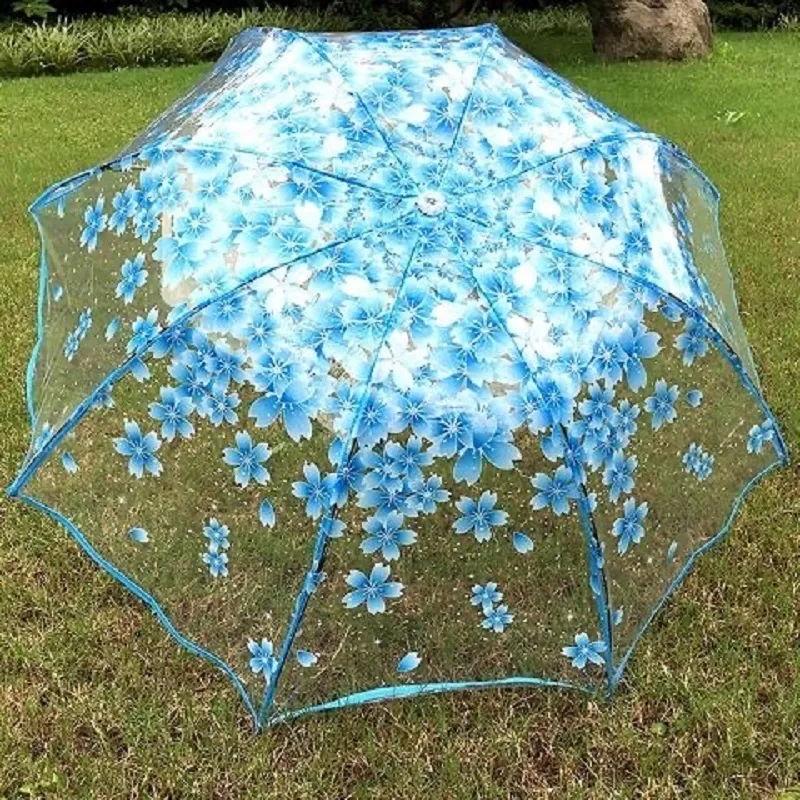 Romantyczne przezroczyste czyste kwiaty Bubble Dome Cute Designer Goth parasol dla wiatru Heavy Rain Women Sun 220426