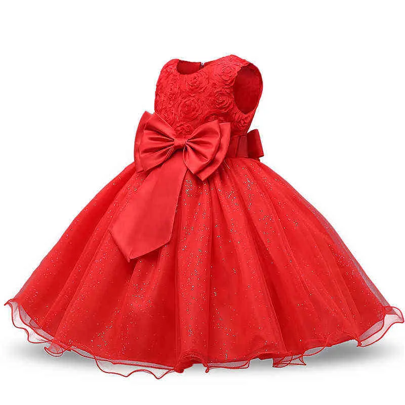 Dziewczyny świąteczne sukienki dla dzieci Koronki Kwiat Księżniczki Doznaj Dzieci Big Bow Wedding Birthday Party Vestidos Nowy Kostium G220518