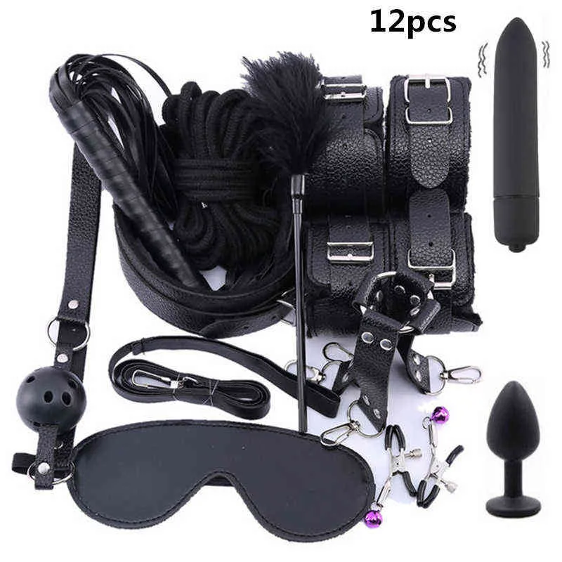 Nxy Sm Bondage Leather Sex Toy Kit Gear Giocattoli adulti Giochi Accessori esotici Kit erotici Bdsm coppie 220423