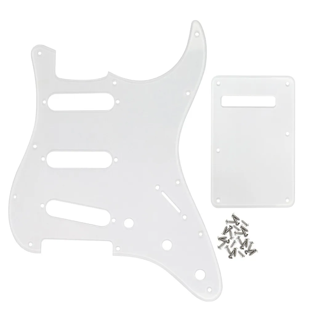 1Ply 11 Holes SSS Guitar Pickguard Transparent Scratch Plate Backplate Screws For Electric Guitar