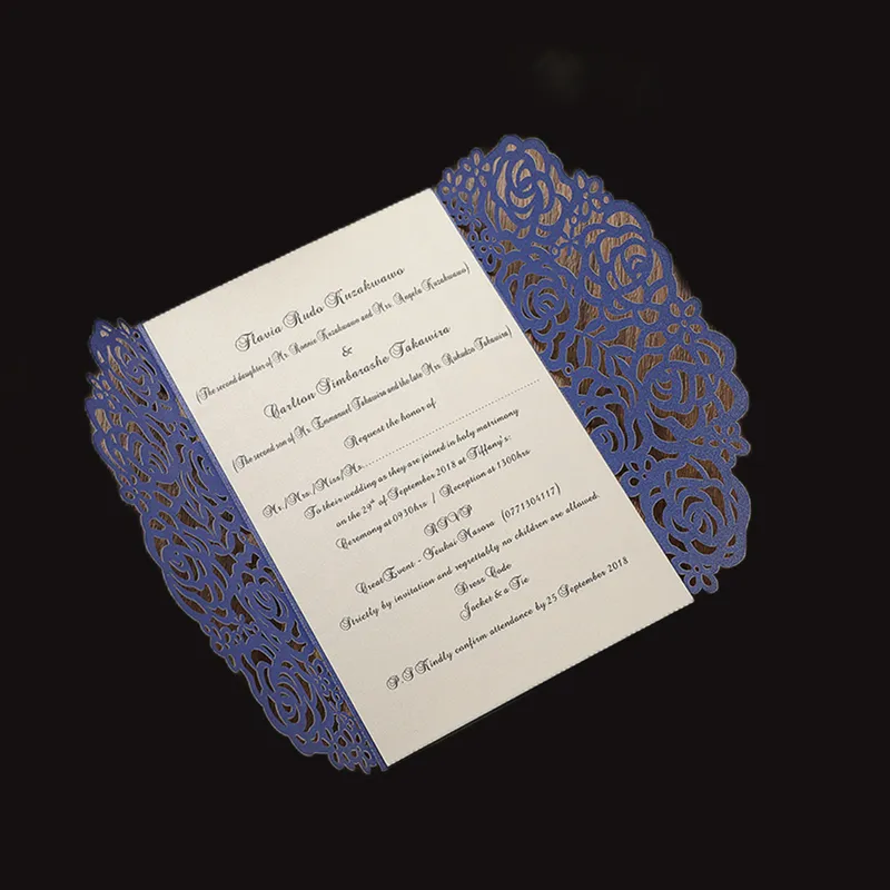 Invitations découpées au Laser, fleur de Rose, carte de vœux personnalisée pour la saint-valentin, fournitures pour cadeaux de mariage, 10 pièces, 220711