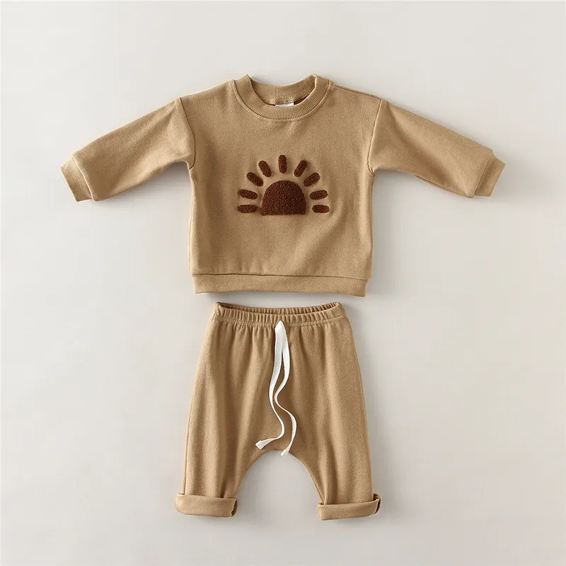 Modekläder Set Spring Toddler Girl Casual Tops Ströja Löst byxor 2st Född Baby Boy Clothing Outfits 220802