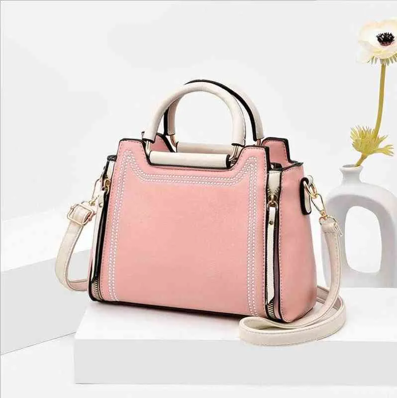 nya läderhandväskor mode färgmatchande handväska stor kapacitet axelväska mode en axel diagonal liten fyrkantig väska X220331